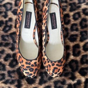 Anna Scholz Leopard-Print Round-Toe Pumps in Brown and Black